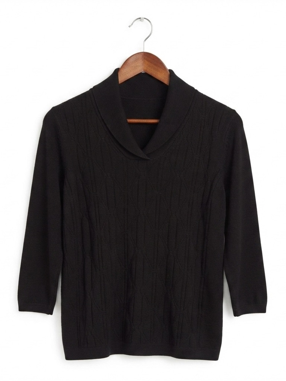 ALIA Petites Black Super Soft cableknit Sweater LARGE